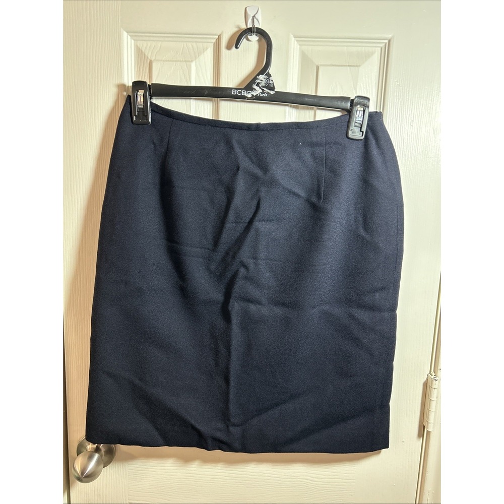 Jones New York Womens Pencil Skirt Navy Knee Length Lined‎ 100% Wool Petites 14P